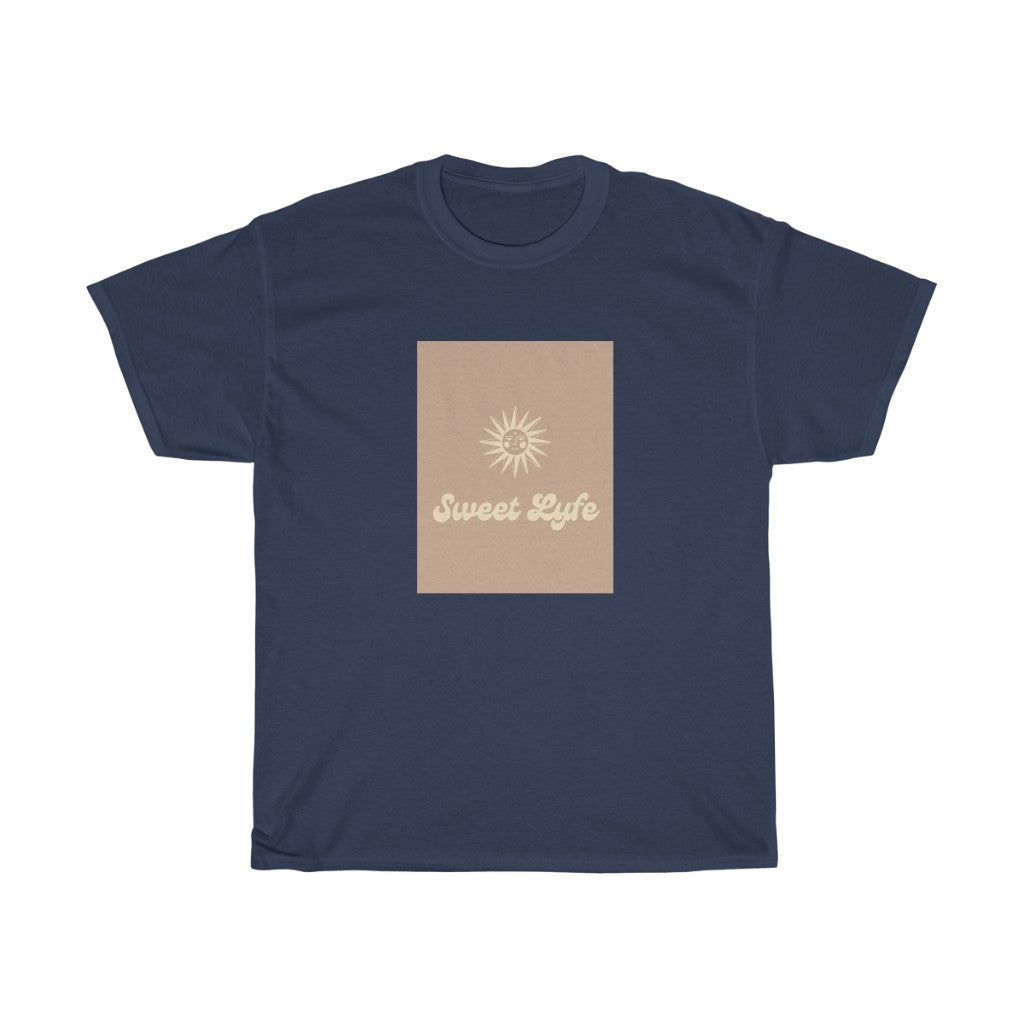 Wherever you go, always bring your own sunshine. This neutral cotton t-shirt features a sunny design that includes our brand Sweet Lyfe. Made with a soft high quality cotton for next level comfort. Upgrade your style and add this t-shirt to your wardrobe today.