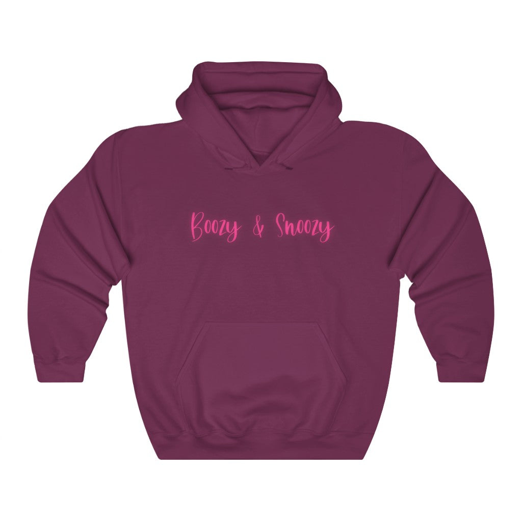 Boozy and Snoozy! Sleepy but still need a drink? This hoodie sweatshirt is perfect for brunch with the girls or a great gift for your boozy friends. After a long nigth out partying you can throw on this festive hoodie to make your way through the day.