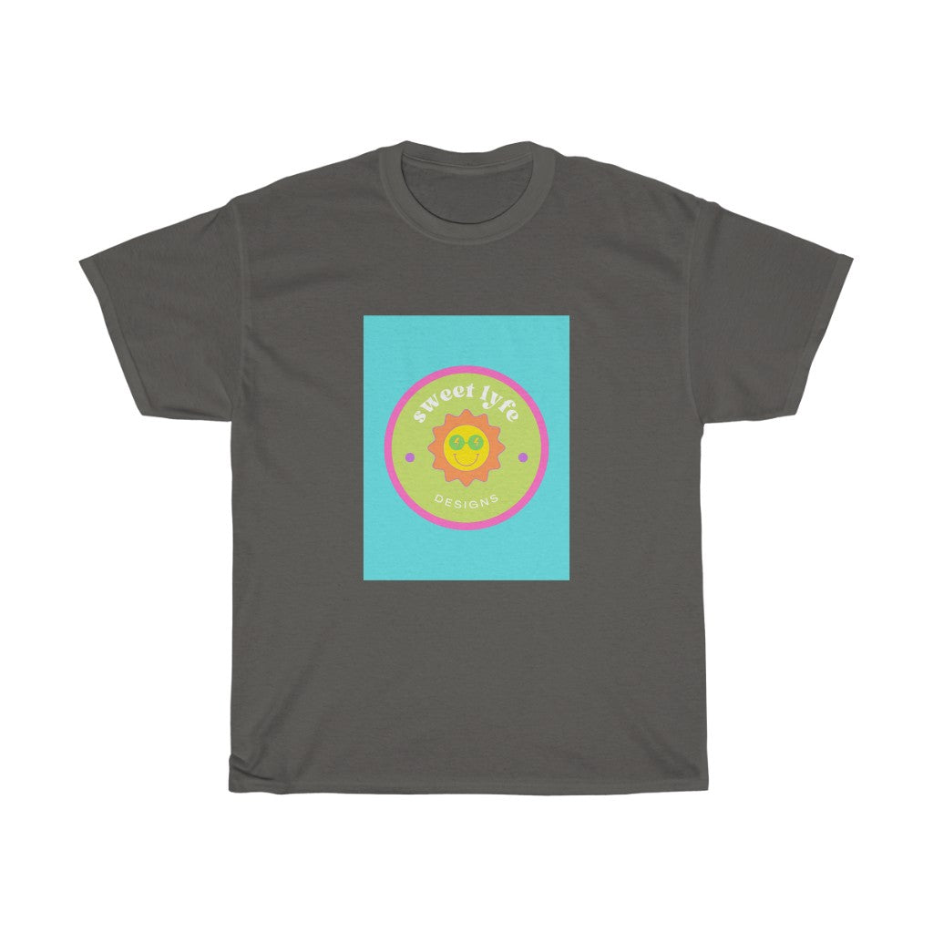 This bright fun colorful cotton t-shirt has a retro design with a sun wearing sunglasses. With fun pops of color, this cute graphic t-shirt is a unique piece to add to your collection. Make people smile and show off your style and always remember you are living the sweet lyfe.