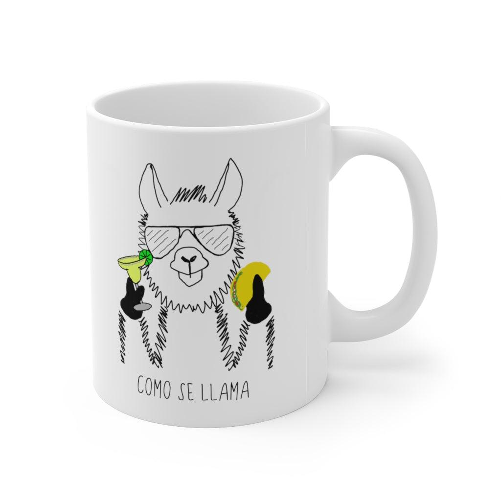 Coming Se Llama?! This funny ceramic mug puts a fun and festive twist on the original Spanish saying. Show off your sense of humor and love for llamas with this funny mug. This llama rocking his taco, margarita, and cool sunglasses are the perfect gift for your Cinco de Mayo holiday! This mug is 11 oz, lead and BPA free, and microwave and dishwasher safe!