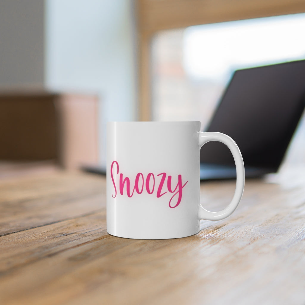 Boozy and Snoozy! Sleepy but still need a drink? This ceramic mug is perfect for brunch with the girls or a great gift for your boozy friends. After a long nigth out partying you fill this mug with coffee to make your way through the day. This mug is 11 oz, lead and BPA free, and microwave and dishwasher safe!