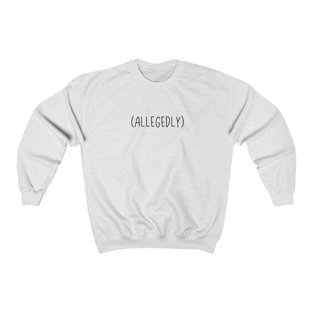 This crewneck sweatshirt is amazing... allegedly. This funny crew will show off your sense of humor or make a great gift for the jokester in your life.