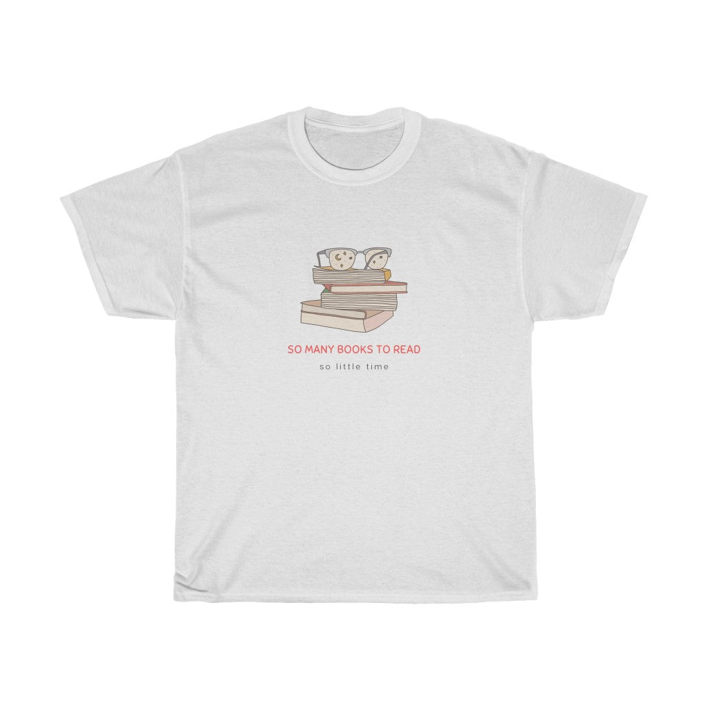 To all the book lovers out there, this t-shirt is for you! Inspired by bookworms everywhere, this cotton t-shirt has a cute book design with the phrase “So Many Books To Read So Little Time”. Made with a super soft cotton, this stylish t-shirt is great for snuggling up on the couch with a new book in hand. This is a great gift idea for your bookclub or anyone who is a reader.