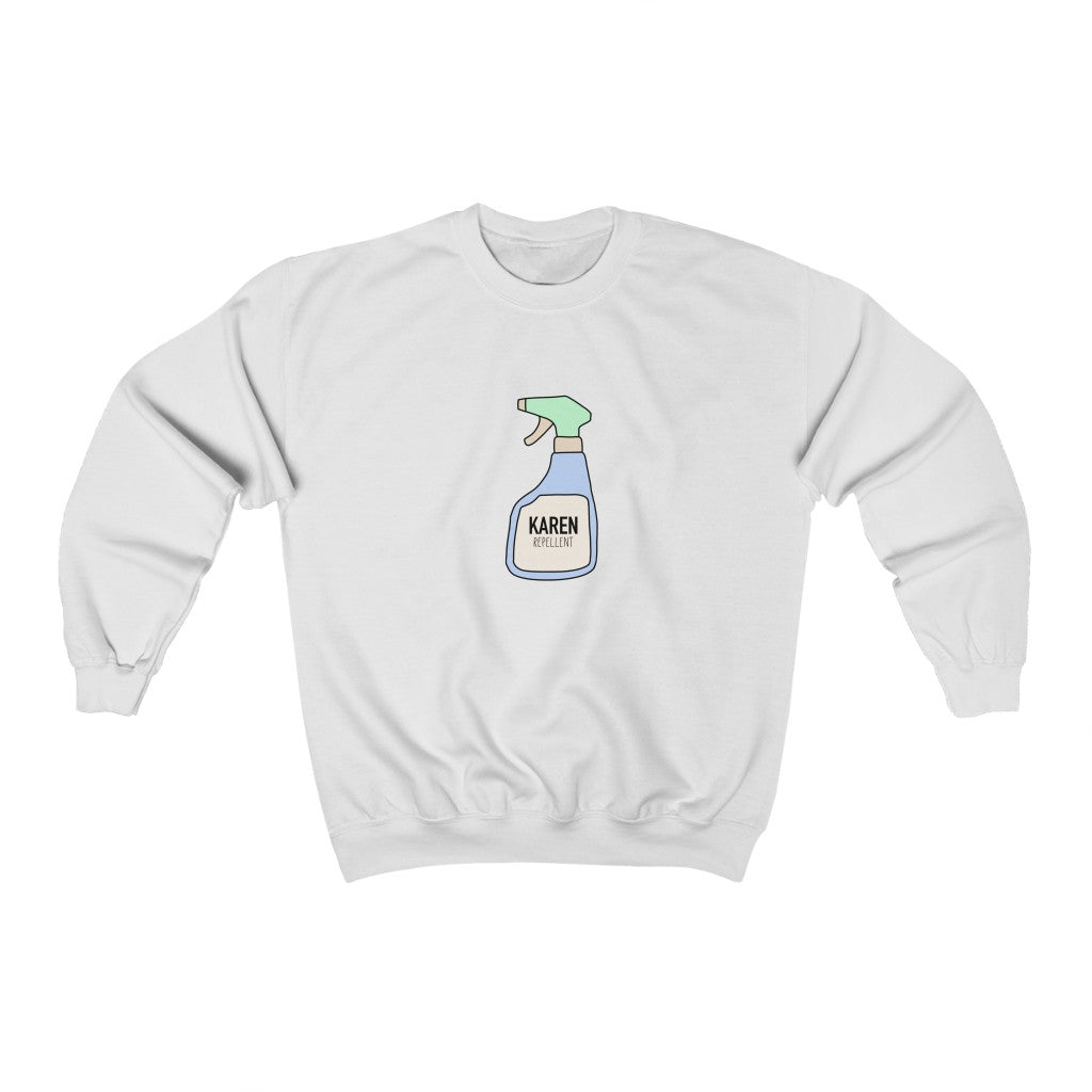 Keep those Karen's away with this funny Karen repellent crewneck sweatshirt. Avoid being cancelled while staying cozy in this sweatshirt.