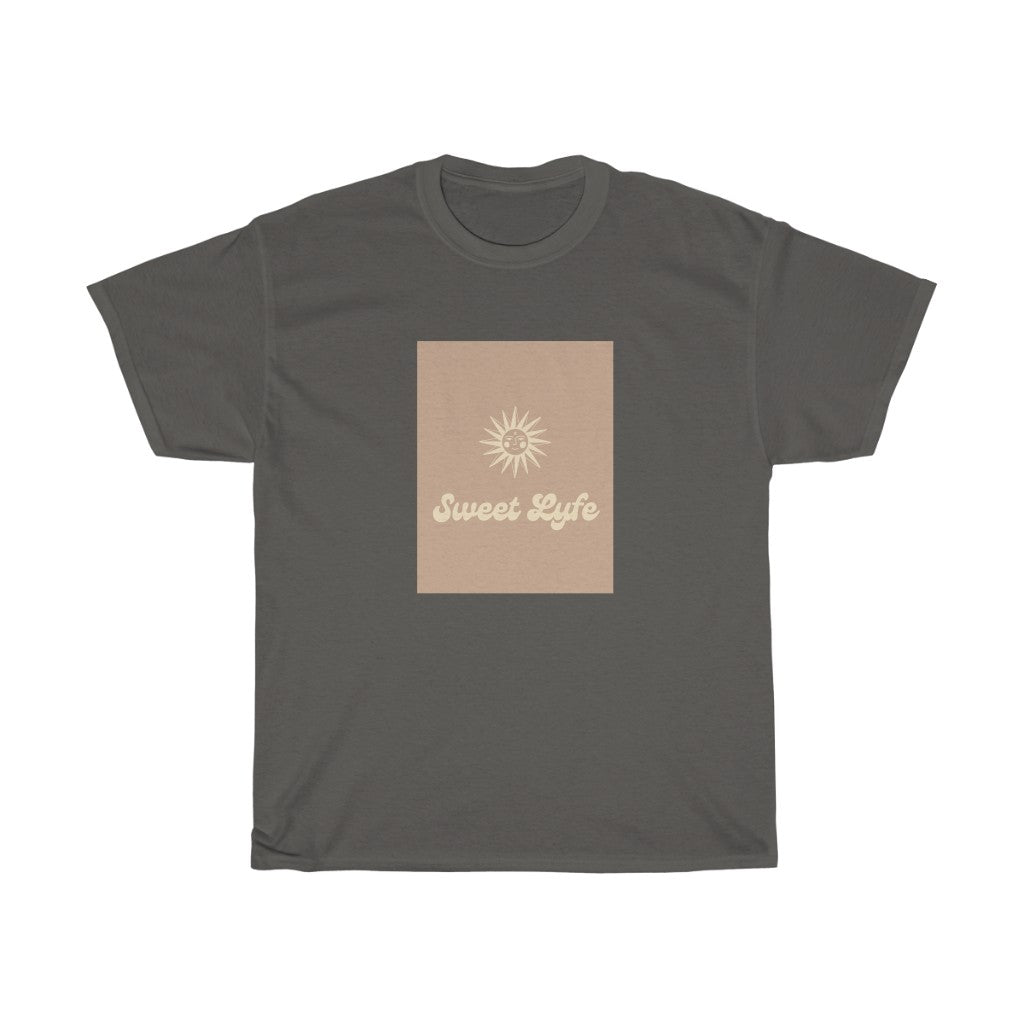 Wherever you go, always bring your own sunshine. This neutral cotton t-shirt features a sunny design that includes our brand Sweet Lyfe. Made with a soft high quality cotton for next level comfort. Upgrade your style and add this t-shirt to your wardrobe today.