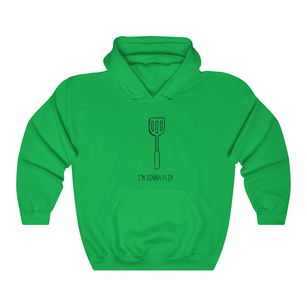 I'm Gonna Flip! This funny hoodie sweatshirt says what every spatula and person is thinking... I'm gonna flip! This hoodie would make the perfect gift for that dad joke making friend, or just to show off your sense of humor at those brisk barbeques!