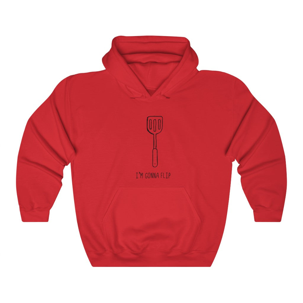 I'm Gonna Flip! This funny hoodie sweatshirt says what every spatula and person is thinking... I'm gonna flip! This hoodie would make the perfect gift for that dad joke making friend, or just to show off your sense of humor at those brisk barbeques!