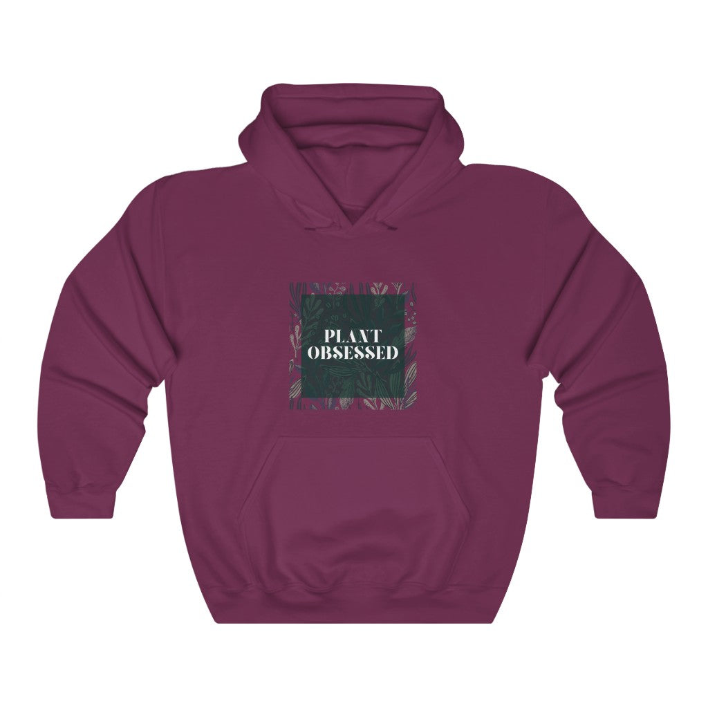 Calling all plant lovers. This plant obsessed hoodie sweatshirt has a gorgeous plant leaf design with the phrase Plant Obsessed. Whether you are just starting out your plant journey or your living space has become a jungle, this sweatshirt is for you.