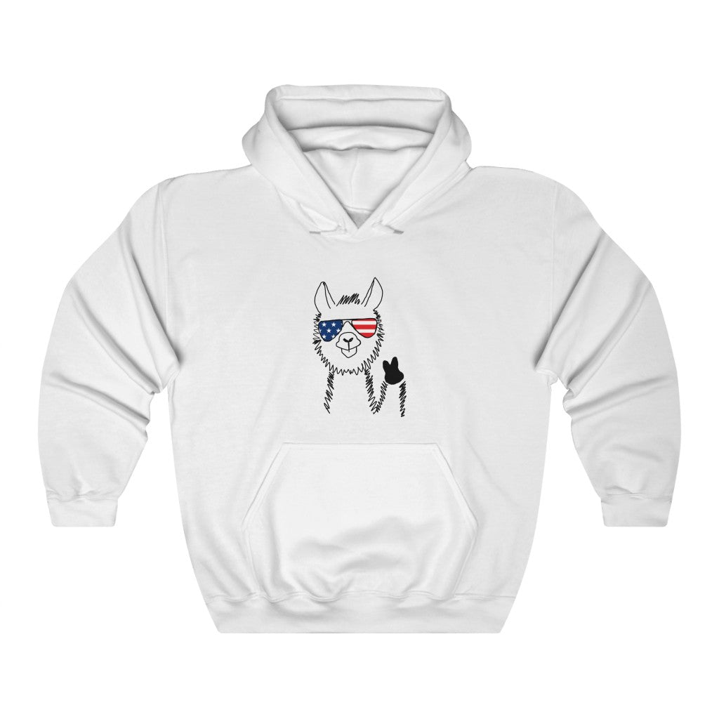 Llama with American Flag Sunglasses Hoodie Sweatshirt