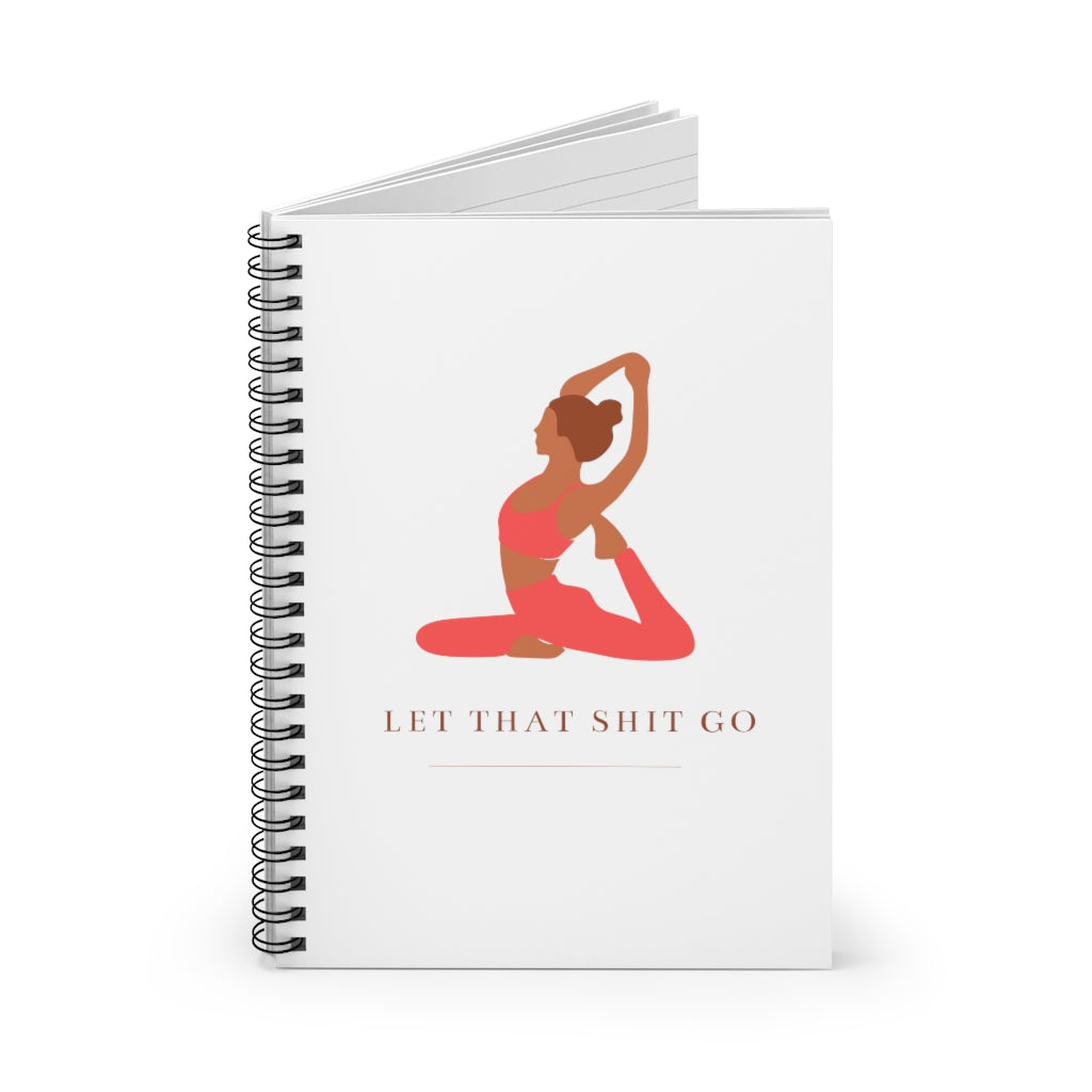 Take a deep breath in and out. This yoga inspired notebook is designed with the phrase “Let That Shit Go”. Manifest all good things coming to you in the future with this stylish journal. Take it with your favorite pair of leggings and feel all the good vibes. This journal has 118 ruled line single pages for you to fill up!