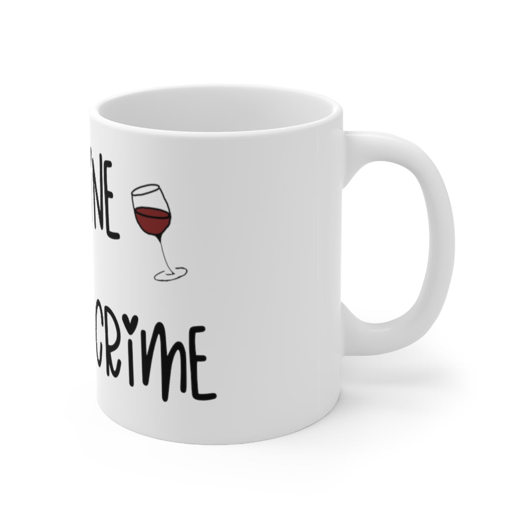 Good Wine and True Crime! This cozy ceramic mug is perfect for a night of cuddling, sipping wine, and watching that true crime documentary. This mug is the perfect gift for the true crime junkie in your life! This mug is 11 oz, lead and BPA free, and microwave and dishwasher safe!