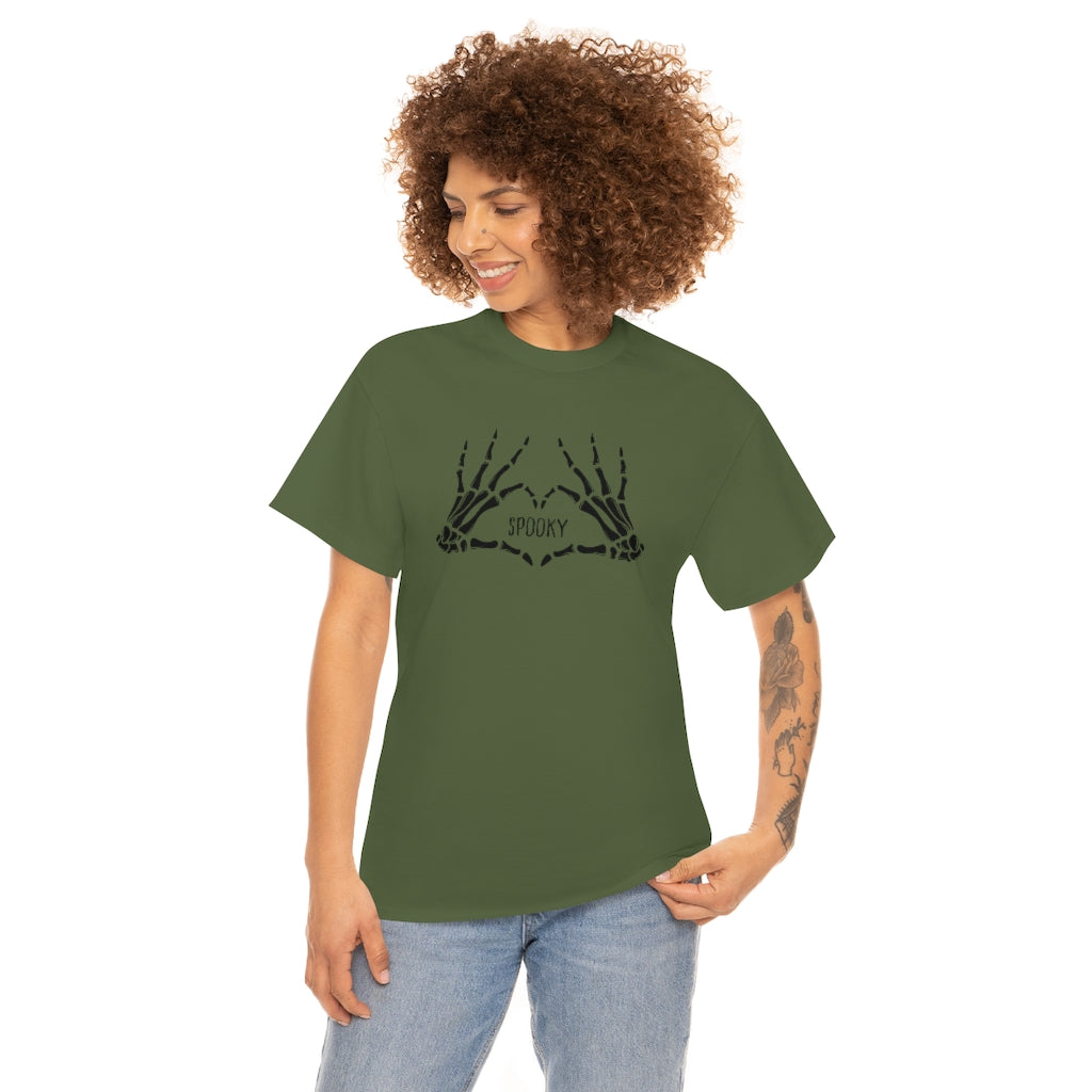 Spooky Skeleton Heart Hands Cotton T-shirt