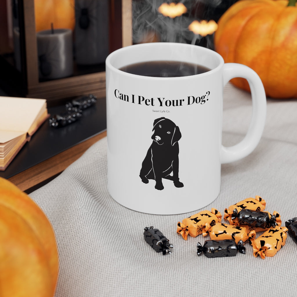 Every time you walk past a dog, your first thought is always “Can I Pet Your Dog?” This funny dog ceramic mug is perfect for all occasions. So next time you walk past a cute pup, you won’t even have to say a word. This mug is 11 oz, lead and BPA free, and microwave and dishwasher safe!