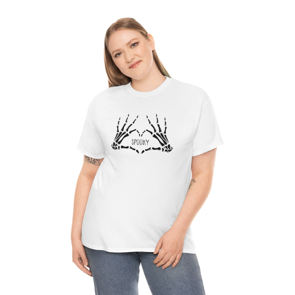 Spooky Skeleton Heart Hands Cotton T-shirt