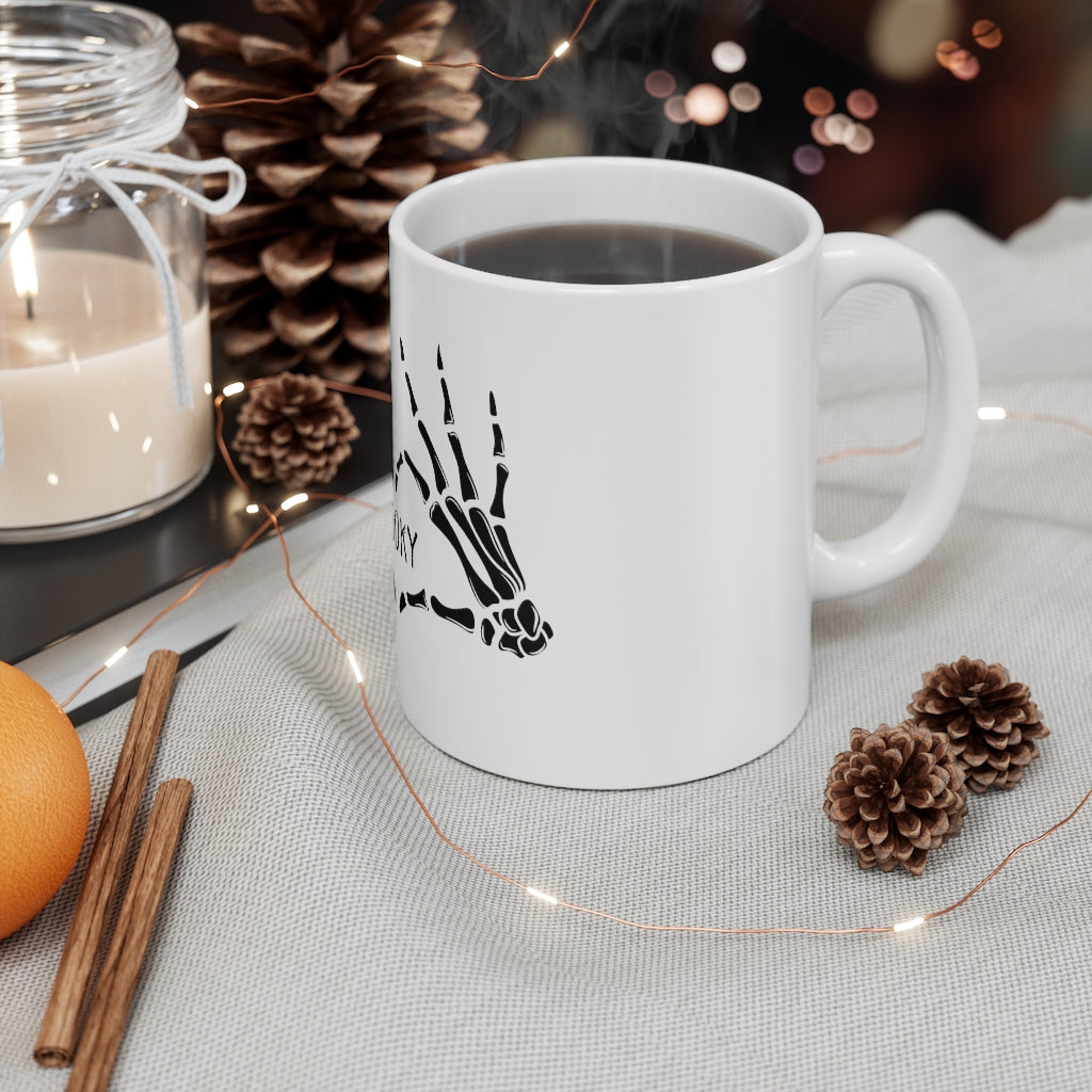 Spooky Skeleton Heart Hands Mug 11oz