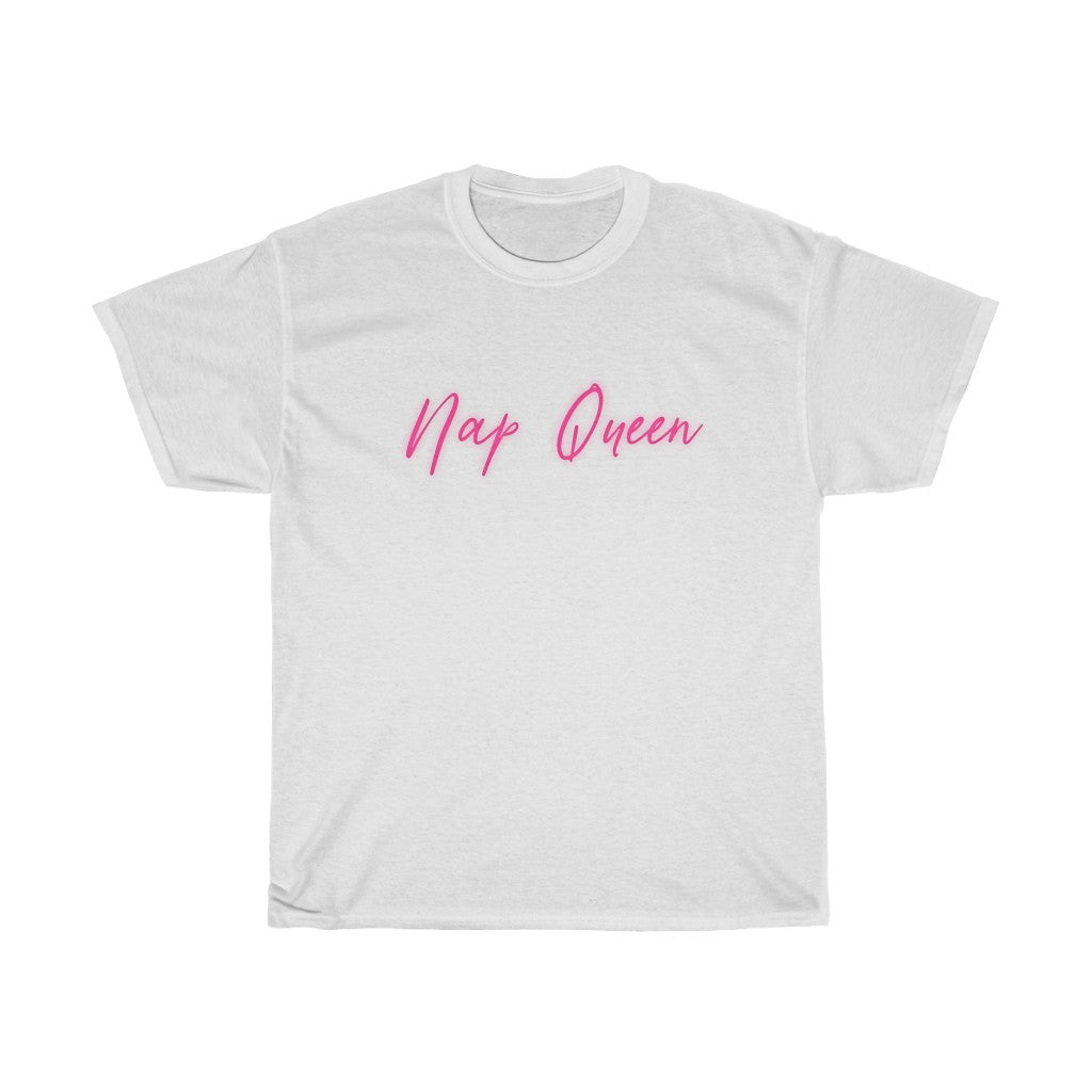 Nap Queen! This cotton t-shirt is perfect for those days when you can just cuddle up and take a nap! Or even if you just wish you could take a nap at all times! This is the perfect gift to give to that one person who is always napping!