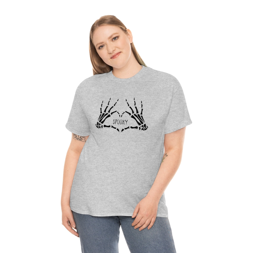 Spooky Skeleton Heart Hands Cotton T-shirt