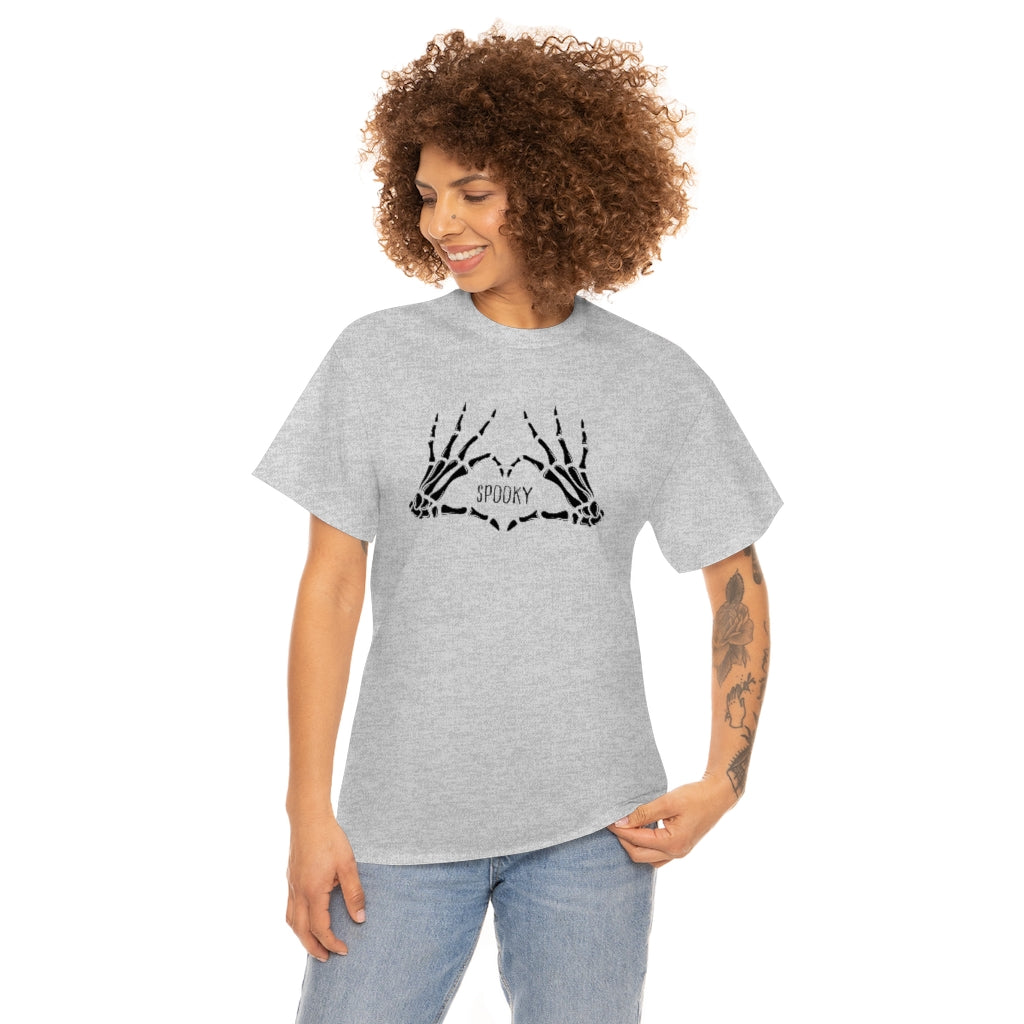 Spooky Skeleton Heart Hands Cotton T-shirt