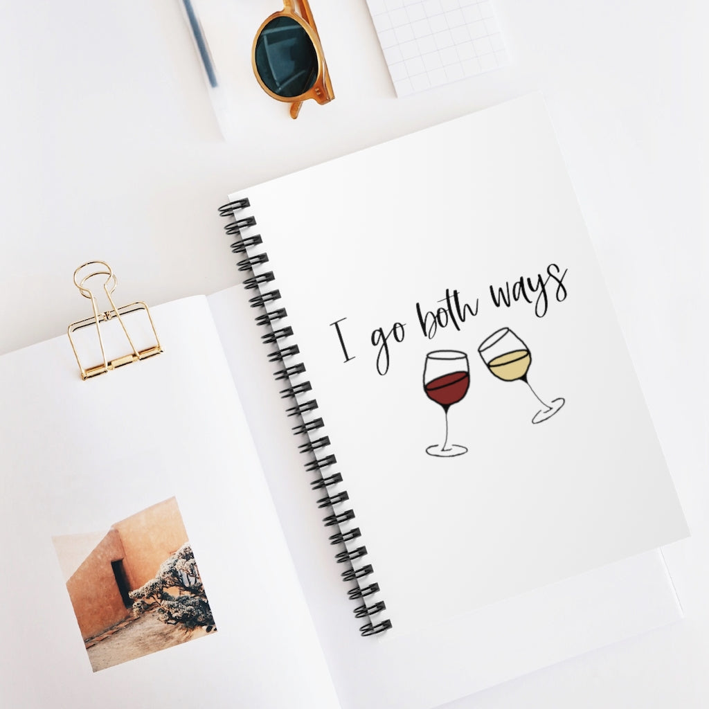 I go both ways! This funny notebook is perfect for all you wine lovers out there. If you don't discriminate when it comes to white wine or red wine, this journal is for you. Great for planning those dinner parties or making lists for that charcuterie board for wine night. This journal has 118 ruled line single pages for you to fill up!