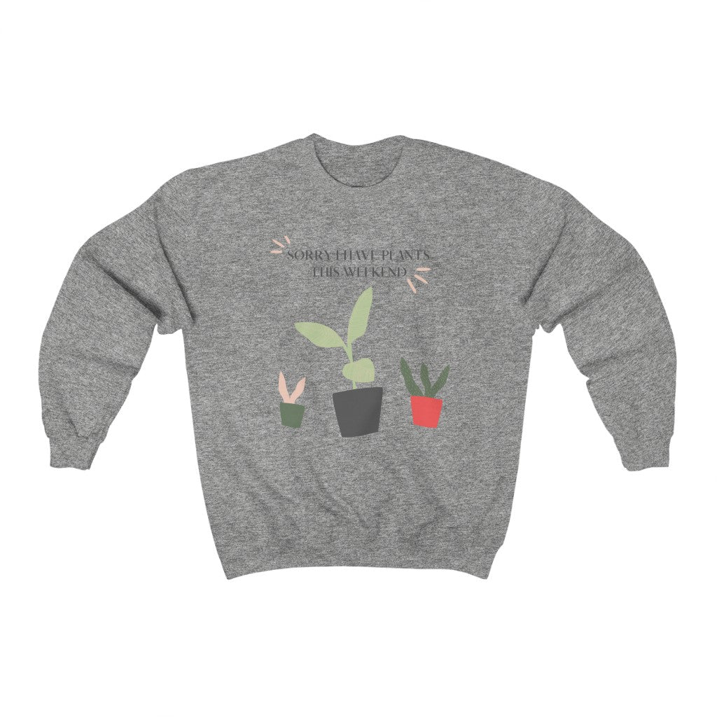 When all you want is a night in with your plants. This punny crewneck sweatshirt is bright and fun and says, “Sorry I Have Plants This Weekend”. Great for introverts and all who just like alone time and self care. Add this stylish funny piece to your collection today.