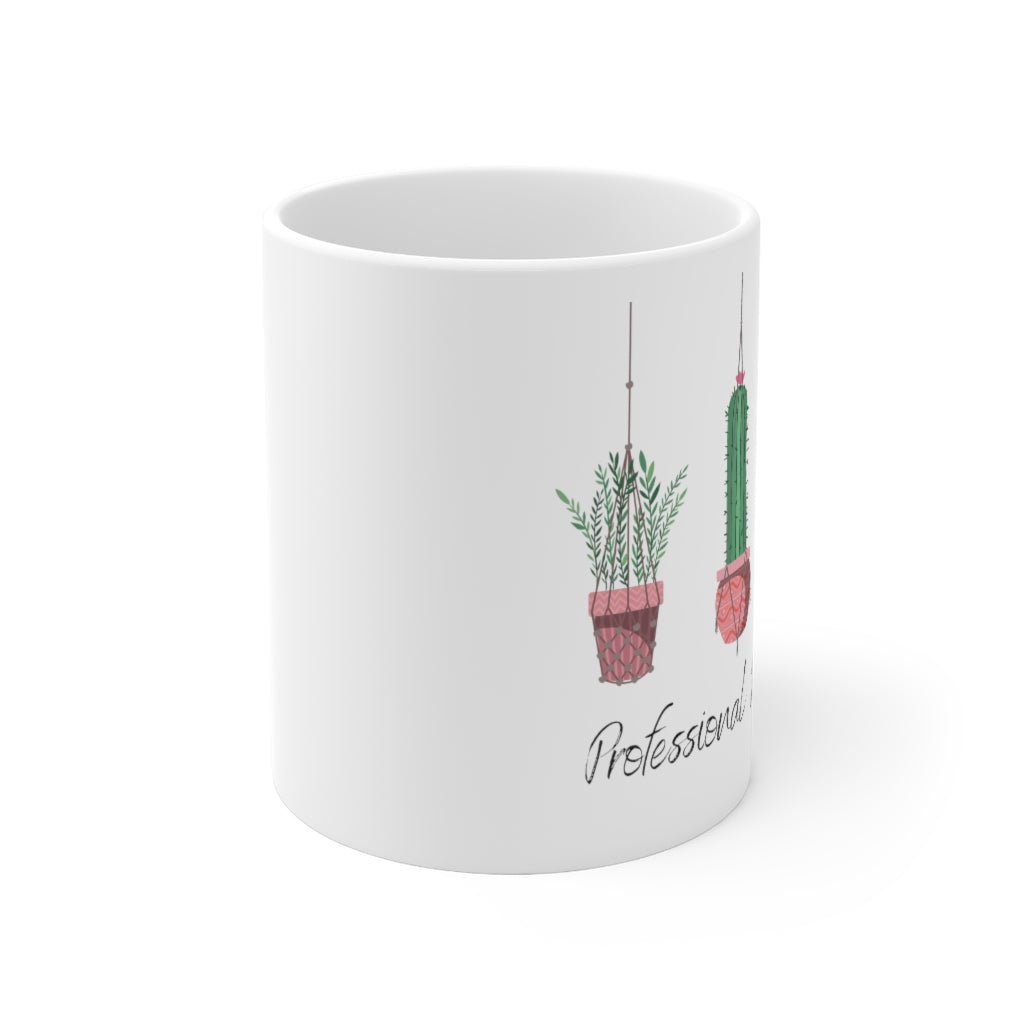 If you have kept your plants alive for more than a week, you are basically a professional. This "Professional Plant Lady" ceramic mug is both stylish and funny. Upgrade your style today with this cute plant lover mug. This mug is 11 oz, lead and BPA free, and microwave and dishwasher safe!