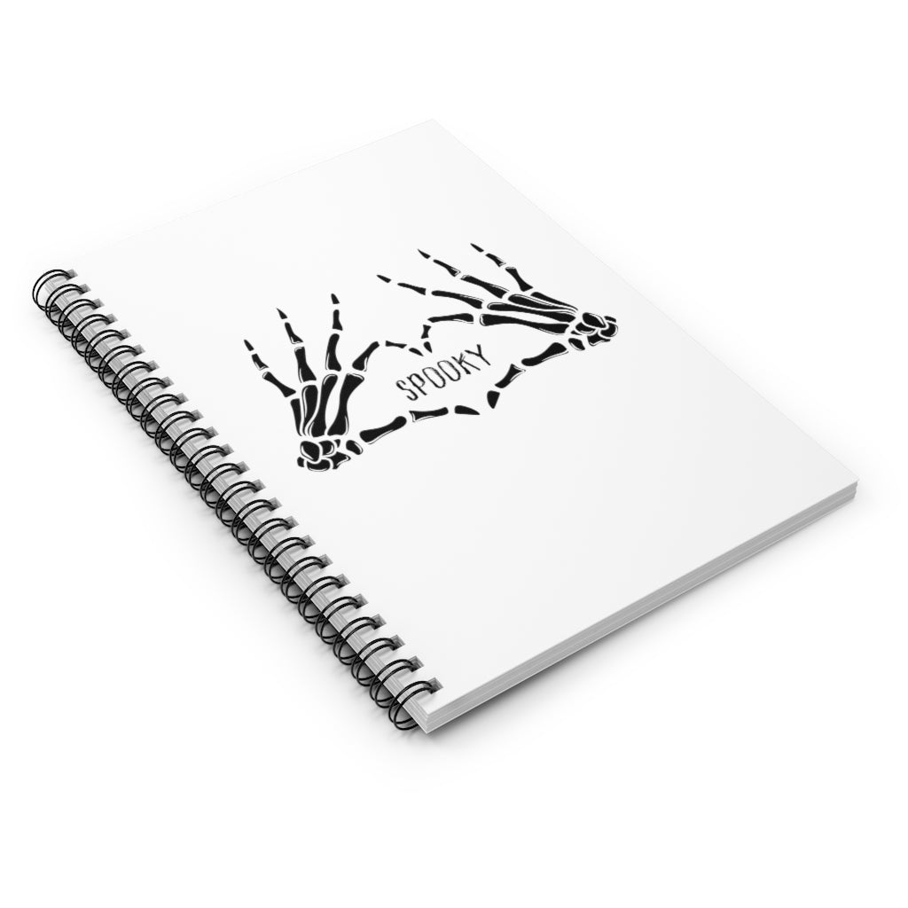 Spooky Skeleton Heart Hands Spiral Notebook - Ruled Line