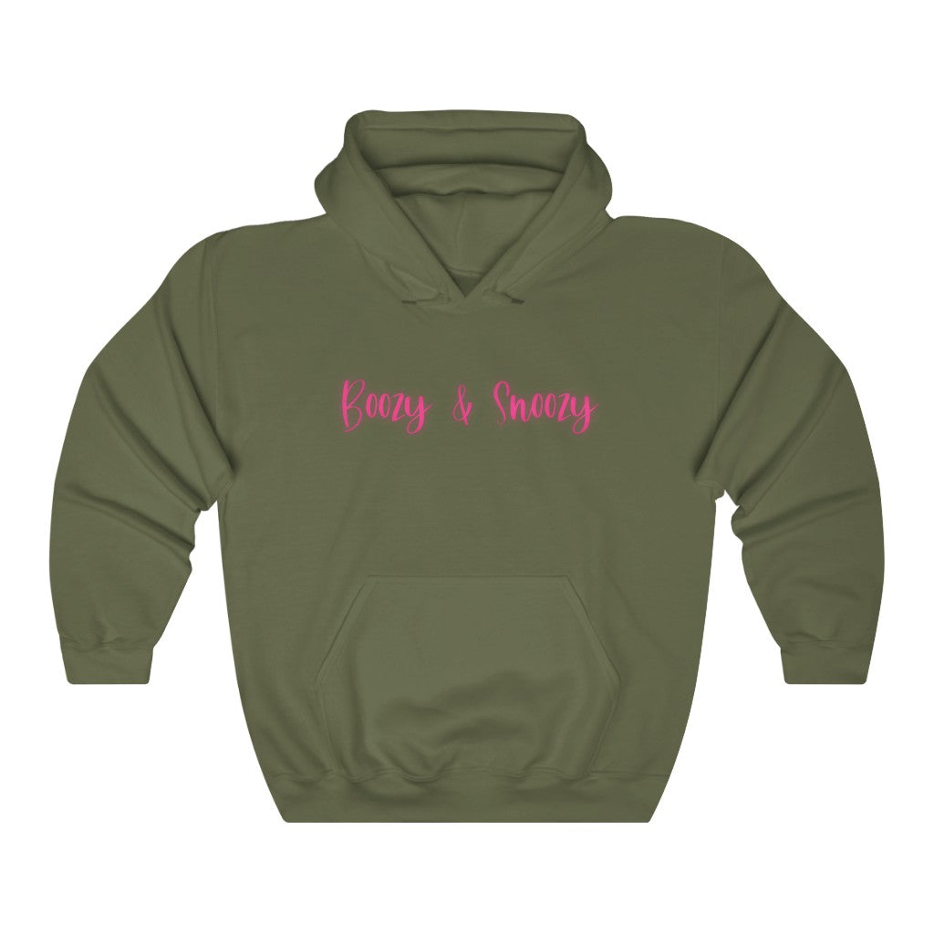 Boozy and Snoozy! Sleepy but still need a drink? This hoodie sweatshirt is perfect for brunch with the girls or a great gift for your boozy friends. After a long nigth out partying you can throw on this festive hoodie to make your way through the day.