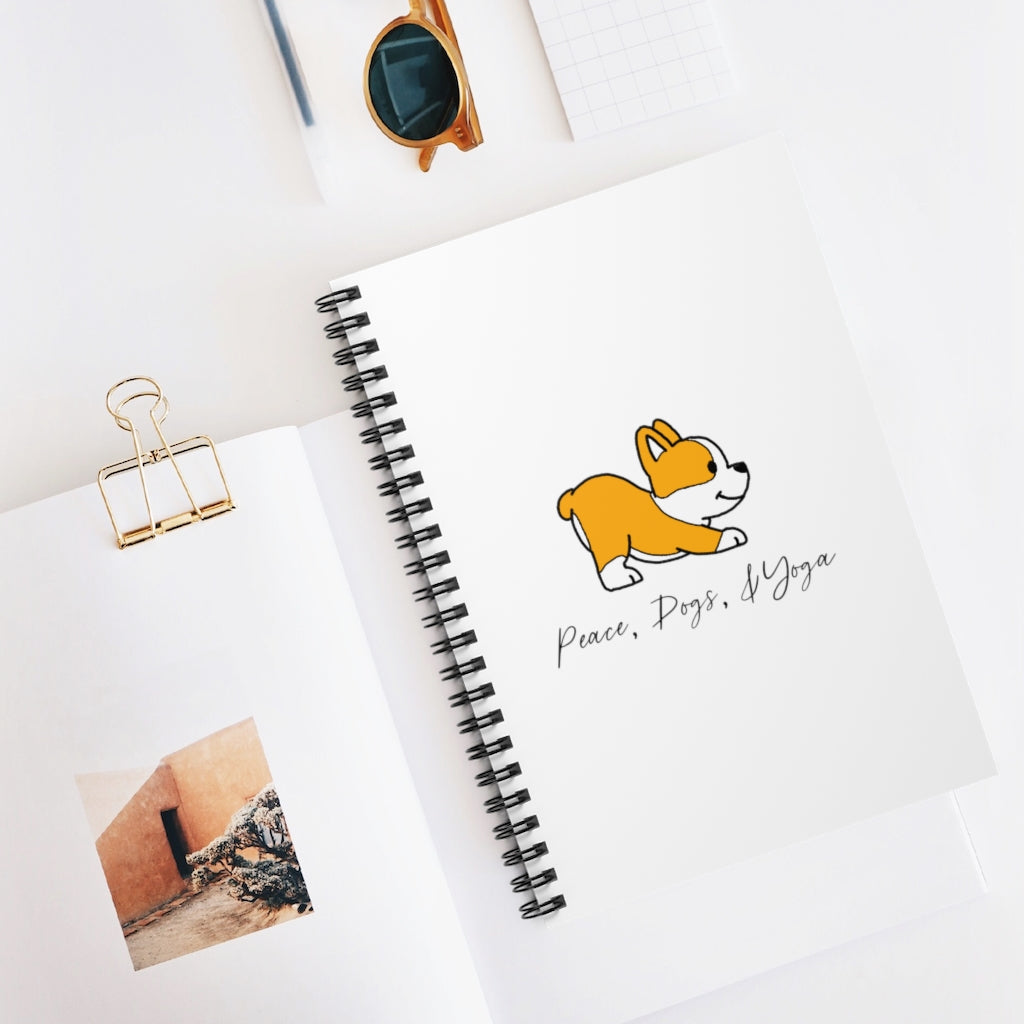 Peace, Dogs, and Yoga... the only things that matter! This notebook is perfect for planning those yoga classes, or for that daily stretch at home with your pup! Great gift for the dog adn yoga lovers in your life. Namaste! This journal has 118 ruled line single pages for you to fill up!