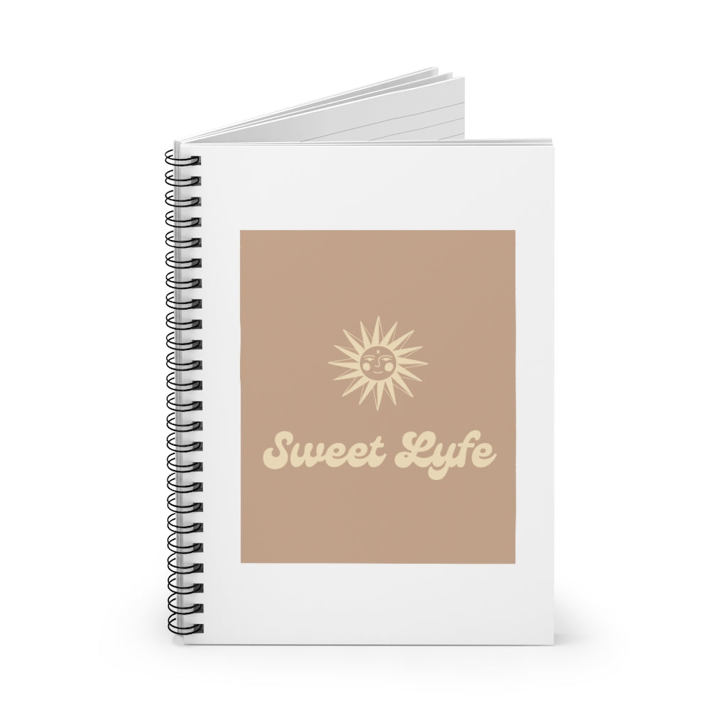 Wherever you go, always bring your own sunshine. This neutral notebook features a sunny design that includes our brand Sweet Lyfe. Upgrade your style and add this journal to your collection today! This journal has 118 ruled line single pages for you to fill up!