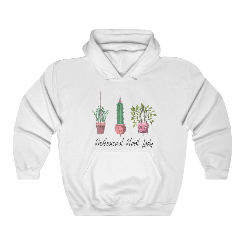 If you have kept your plants alive for more than a week, you are basically a professional. This "Professional Plant Lady" hoodie is both stylish and funny. Made with super soft cotton and is perfect for all day wear. Upgrade your style today with this cute plant lover sweatshirt.