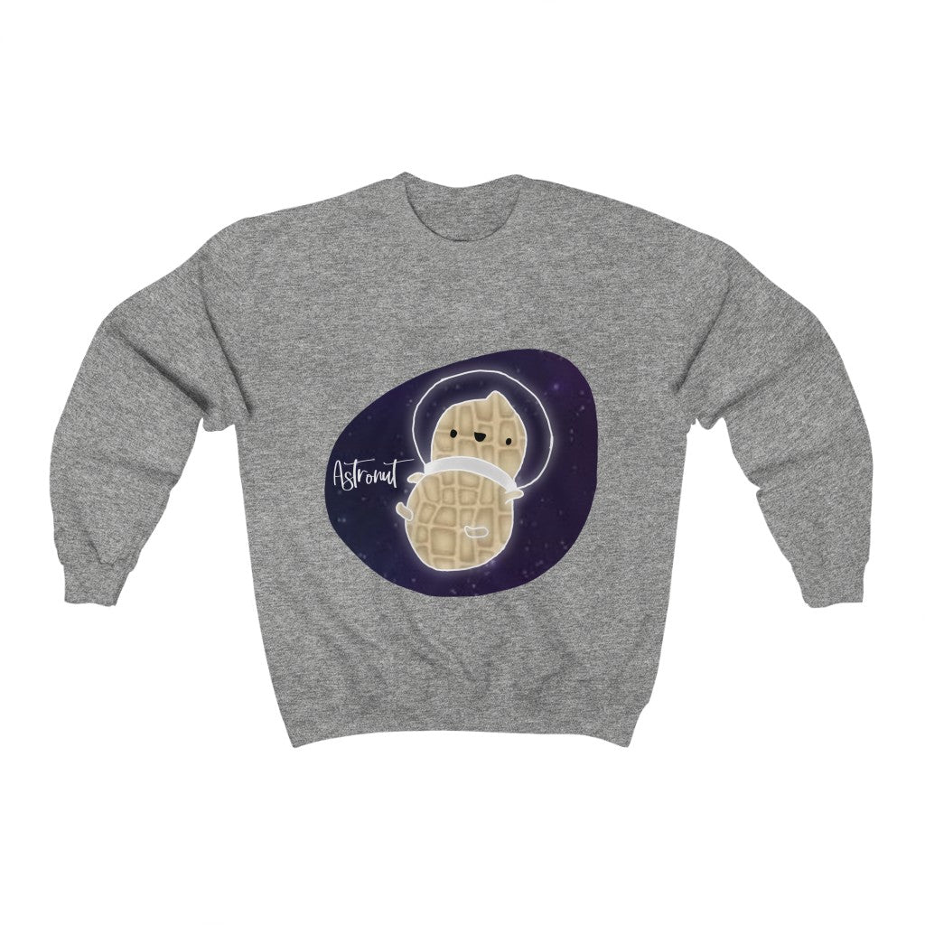 What do you get when you cross an astronaut and a peanut?... an Astronut! Show off your sense of humor in this funny, galactic, out of this world crewneck sweatshirt. Makes the perfect gift for your punny uncle or for your friend who can't stop making dad jokes!
