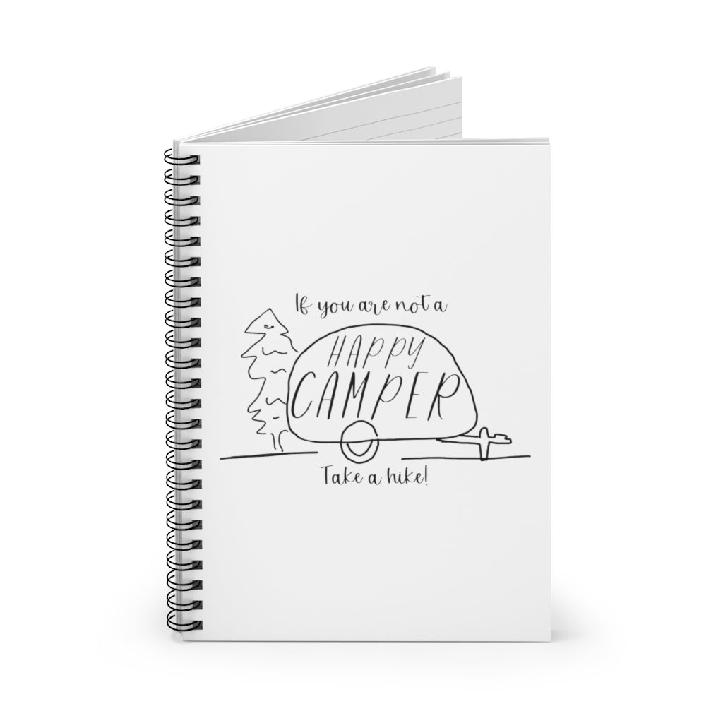 If you are not a HAPPY CAMPER, take a hike! This notebook is perfect for your camping and hiking adventures. This journal is perfect for being out in nature and journaling. Also makes a great gift for that outdoorsy friend in your life. This journal has 118 ruled line single pages for you to fill up!