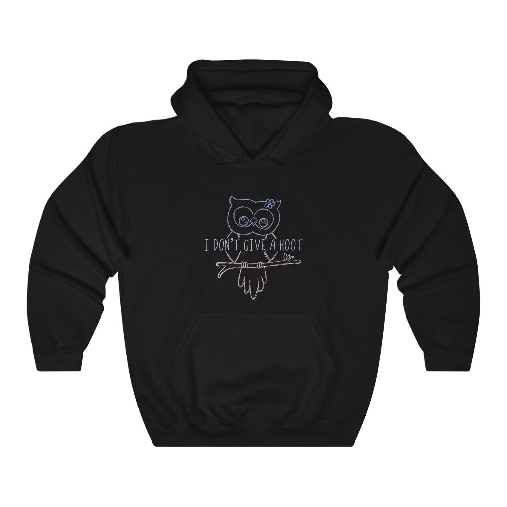 I Don't Give a Hoot! This funny hoodie sweatshirt is a great way to show your personal sense of humor and your love for cute owls! Also makes a perfect gift for that punny friend in your life!