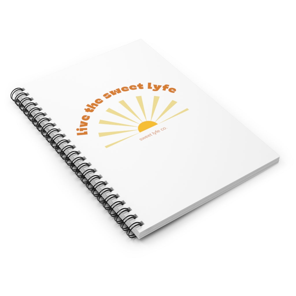 Sunshine is good for the mind, body, and soul. Live the sunny sweet lyfe with this retro graphic notebook. This journal is perfect for those sunny days a the park or for keeping those to do lists organized. Step up your style and add this to your collection today. This journal has 118 ruled line single pages for you to fill up!