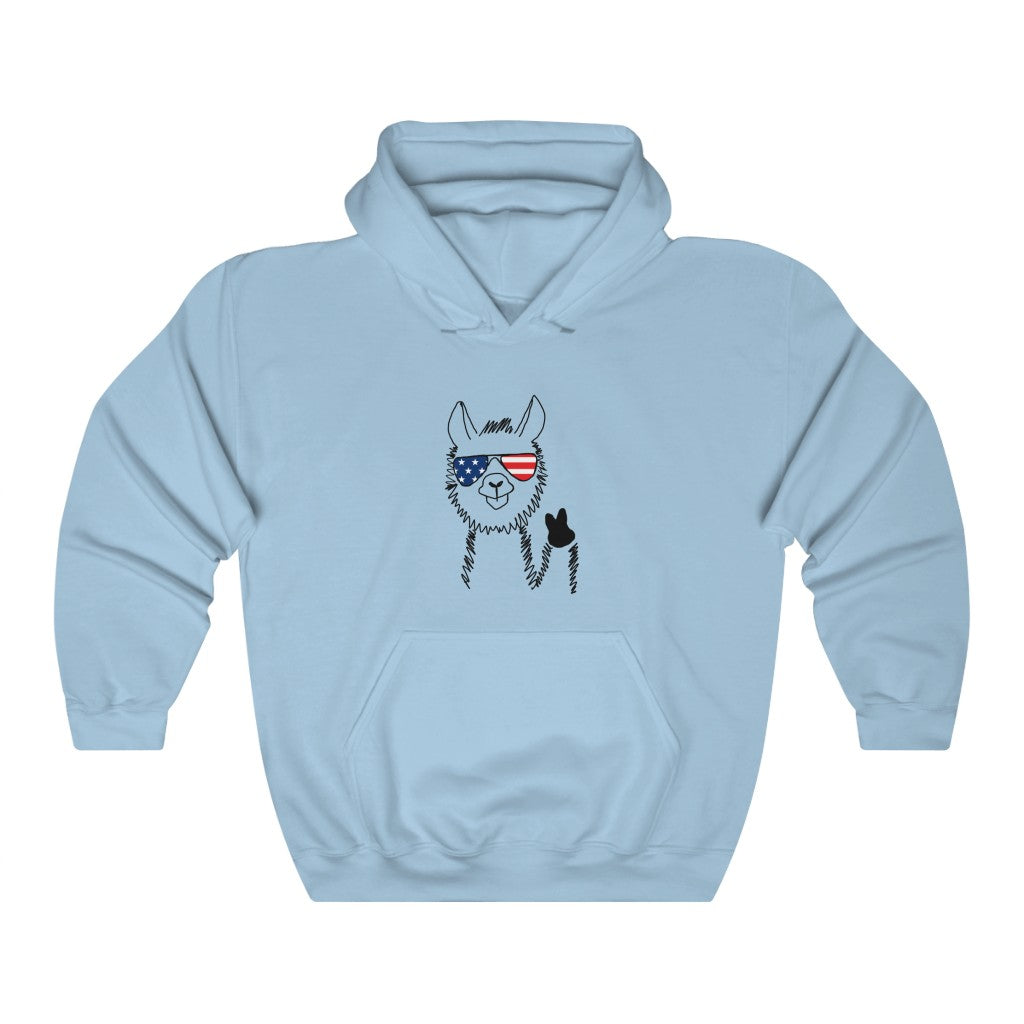 Llama with American Flag Sunglasses Hoodie Sweatshirt