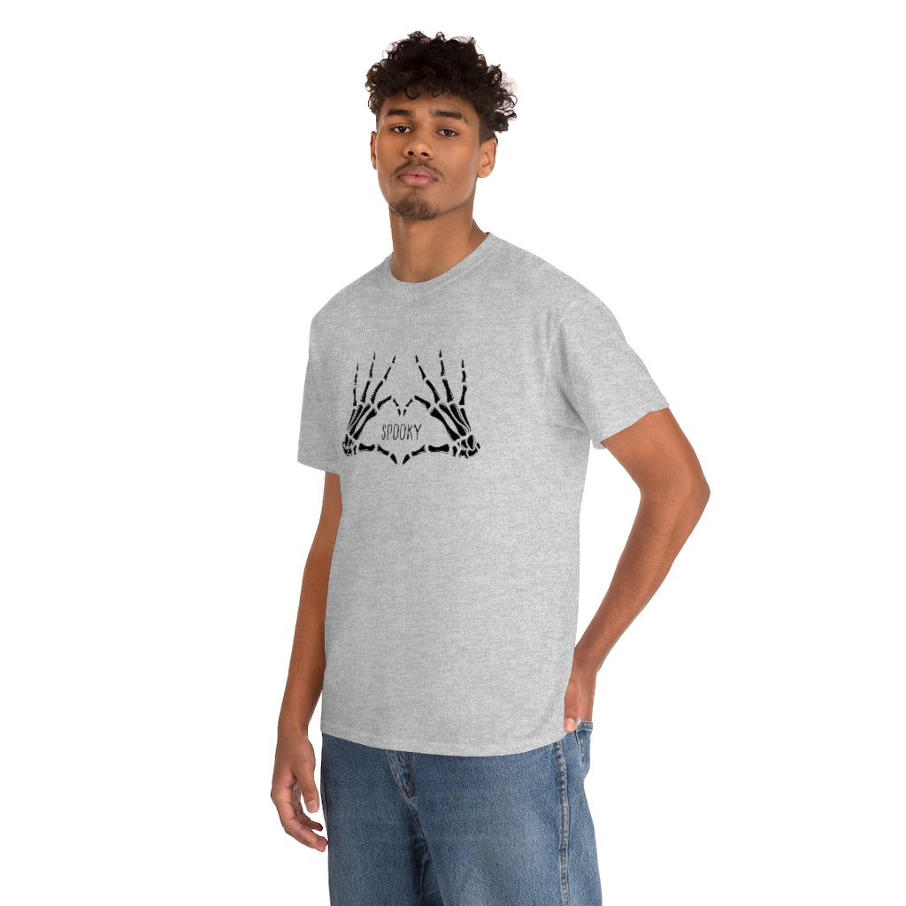 Spooky Skeleton Heart Hands Cotton T-shirt