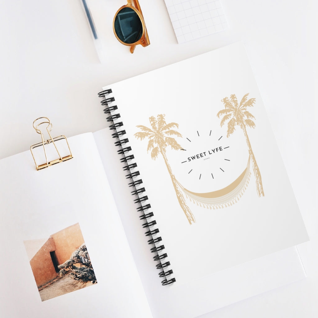 Tropical and dreamy. This Sweet Lyfe notebook was inspired by the beach. When you write in this journal, let it bring you to a beautiful tropical vacay with the sun on your face and the breeze in your hair. This journal has 118 ruled line single pages for you to fill up!
