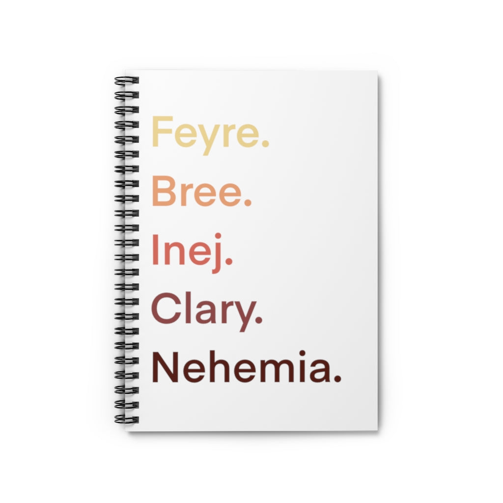 Female Book Characters Spiral Notebook - Ruled Line - @agalsgottaread Exclusive!