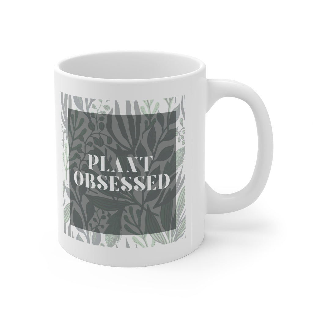 Calling all plant lovers. This plant obsessed ceramic mug has a gorgeous plant leaf design with the phrase Plant Obsessed. Whether you are just starting out your plant journey or your living space has become a jungle, this mug is for you. This mug is 11 oz, lead and BPA free, and microwave and dishwasher safe!
