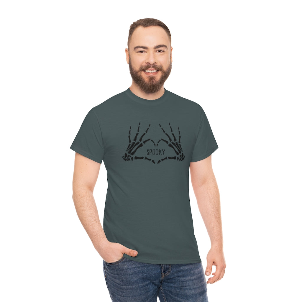 Spooky Skeleton Heart Hands Cotton T-shirt