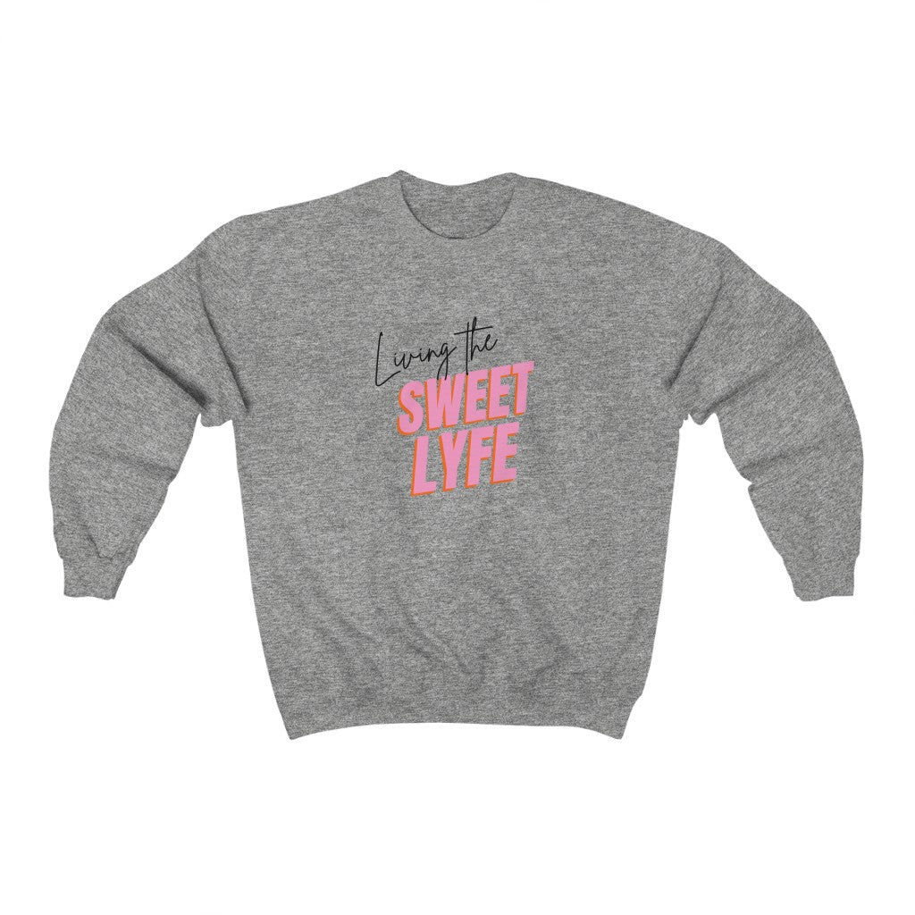 Living the sweet lyfe in a sunny state of mind. This crewneck sweatshirt gives off girly vibes. With light pink lettering, you can make your outfit pop and show off your trendy side at the same time. Put on this sweatshirt and let the compliments roll in and keep the good times going.
