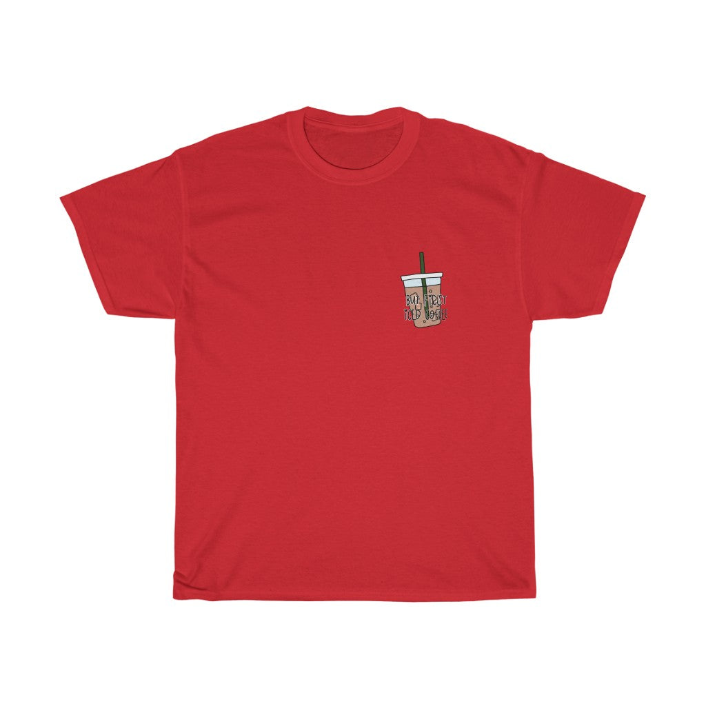 For all you iced coffee lovers out there, this cotton t-shirt is for you! Iced… always, am I right?! Not matter the weather stay cool while you sip your iced coffee, with this t-tshirt.