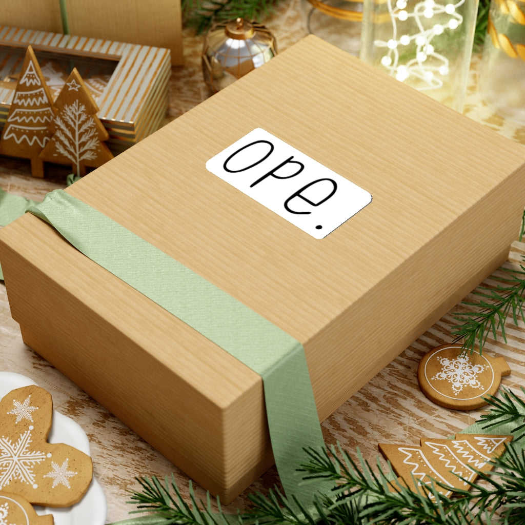 Ope. Ope is a tiny exclamation of surprise, a word you would use if you, say, accidentally bumped into somebody. As in: "Ope, sorry!" This sticker can do the polite apologies so you don't have to! Perfect gift for that midwestern soul in your life!