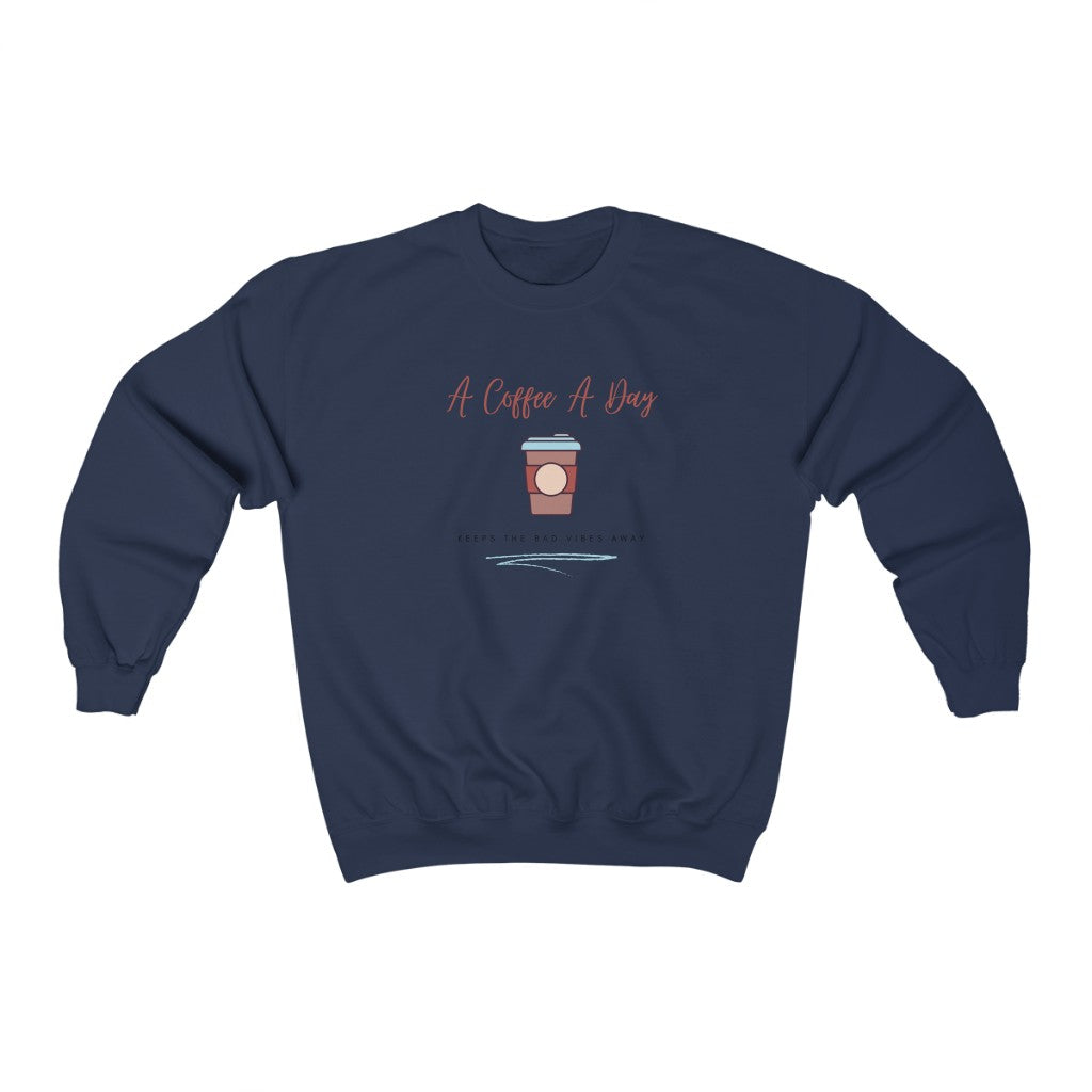 Keep the bad vibes away with a coffee (or two) a day. This funny coffee crewneck sweatshirt shows off your love for caffeine and made with a soft cotton material, you can stay comfy all day long. Designed for the girl who loves coffee and has great style.