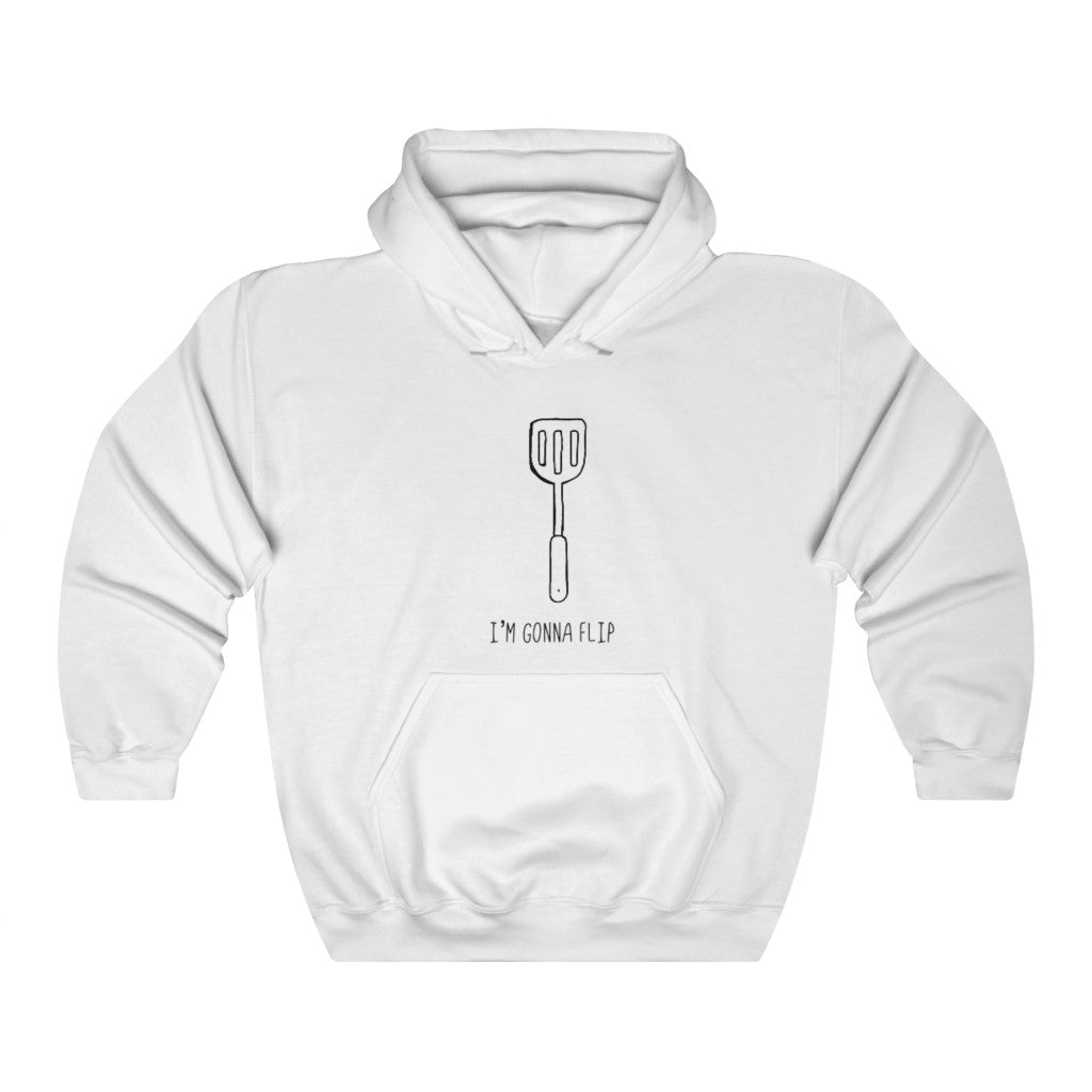 I'm Gonna Flip! This funny hoodie sweatshirt says what every spatula and person is thinking... I'm gonna flip! This hoodie would make the perfect gift for that dad joke making friend, or just to show off your sense of humor at those brisk barbeques!