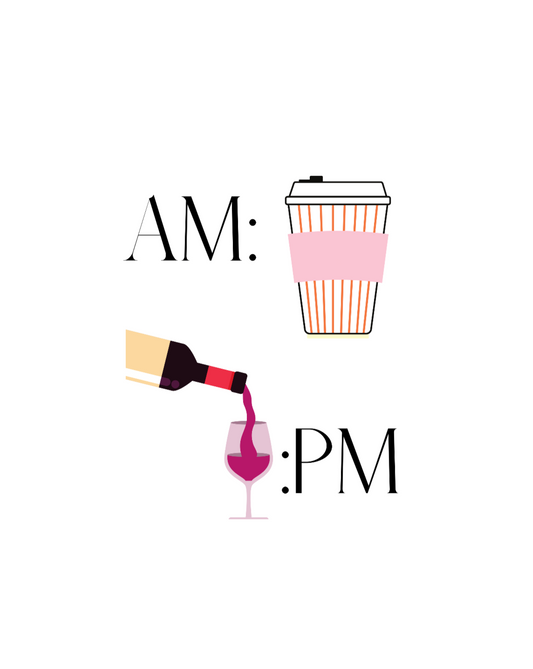 This cute cotton t-shirt shows off your schedule... coffee in the morning and wine at night, there is no other way. With bright pinks and reds, this t-shirt stands out and is a perfect cozy piece to add to your collection. Designed with a luxurious cotton, you will never want to take it off.