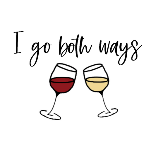I go both ways! This funny ceramic mug is perfect for all you wine lovers out there. If you don't discriminate when it comes to white wine or red wine, this jmug is for you.  This mug is 11 oz, lead and BPA free, and microwave and dishwasher safe! 