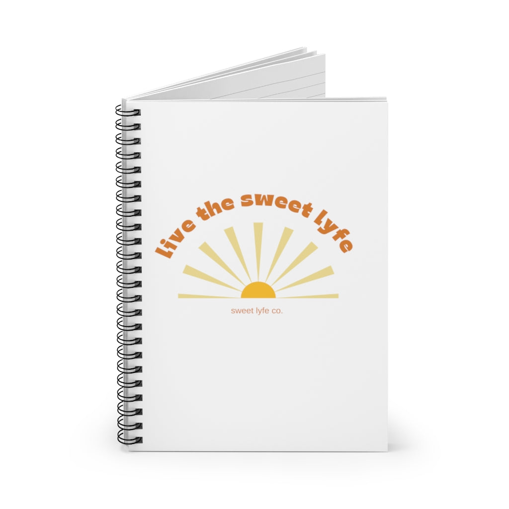 Sunshine is good for the mind, body, and soul. Live the sunny sweet lyfe with this retro graphic notebook. This journal is perfect for those sunny days a the park or for keeping those to do lists organized. Step up your style and add this to your collection today. This journal has 118 ruled line single pages for you to fill up!