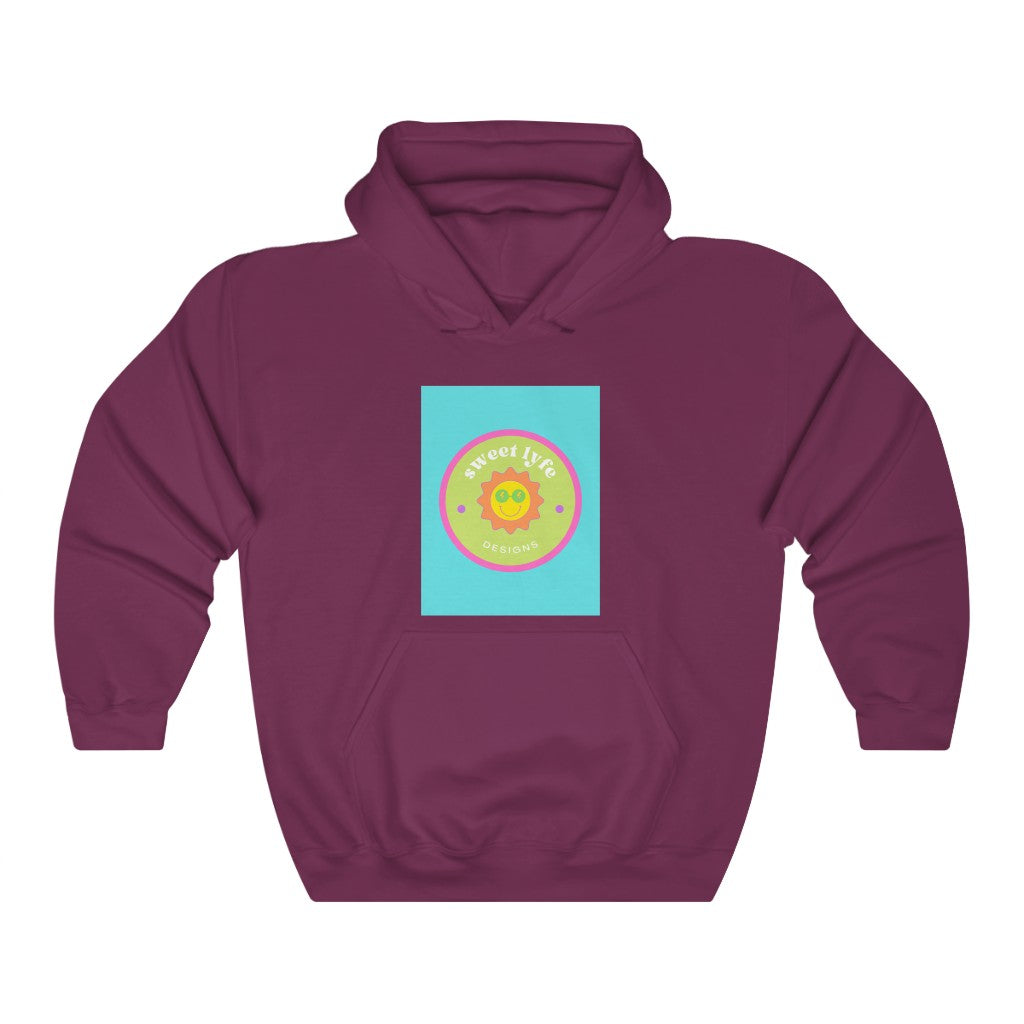 This bright fun colorful hoodie has a retro design with a sun wearing sunglasses. With fun pops of color, this cute graphic sweatshirt is a unique piece to add to your collection. Make people smile and show off your style and always remember you are living the sweet lyfe.