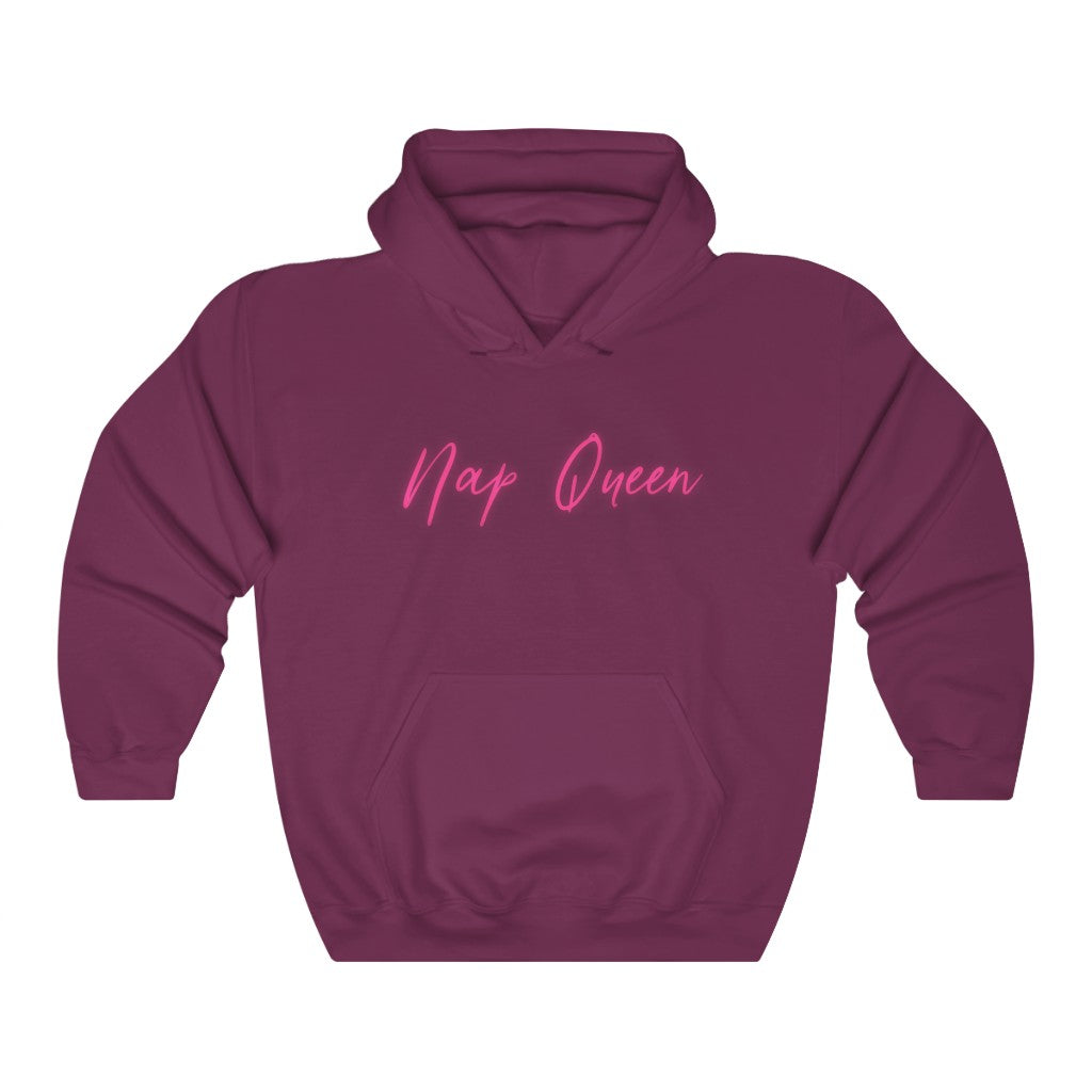Nap Queen! This hoodie sweatshirt is perfect for those cozy days when you can just cuddle up and take a nap! Or even if you just wish you could take a nap at all times! This is the perfect gift to give to that one person who is always napping!